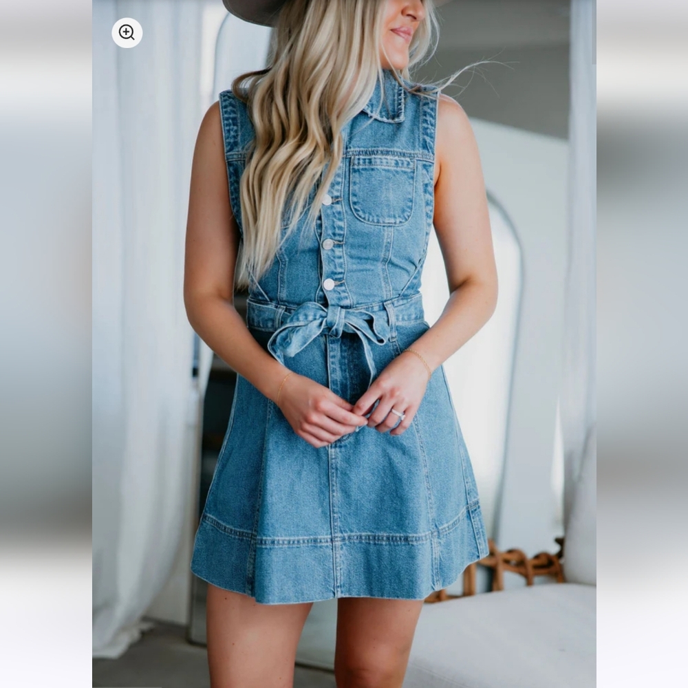 NWT KanCan Denim Dress Medium Wash Size Large $95 Country Nashville